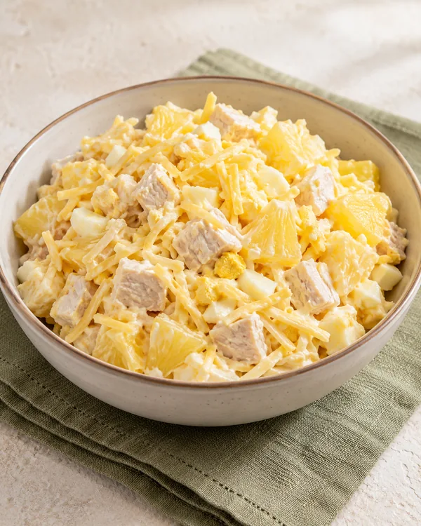 Салат с курицей, ананасом и сыром — иллюстрация блюда